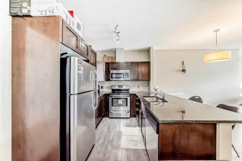 312-48 Panatella Road Nw, Calgary, AB - Indoor Photo Showing Kitchen With Double Sink