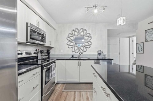 1102-755 Copperpond Boulevard Se, Calgary, AB - Indoor Photo Showing Kitchen With Stainless Steel Kitchen With Upgraded Kitchen