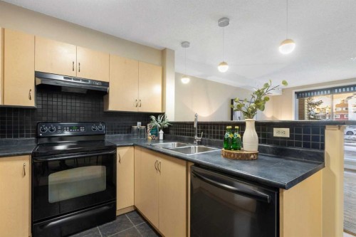 4104-10 Prestwick Bay Se, Calgary, AB - Indoor Photo Showing Kitchen With Double Sink