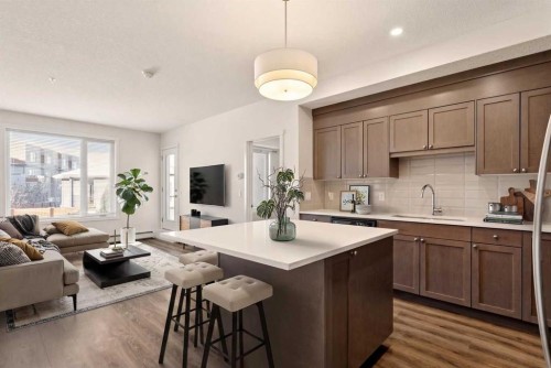208-30 Shawnee Common Sw, Calgary, AB - Indoor Photo Showing Kitchen