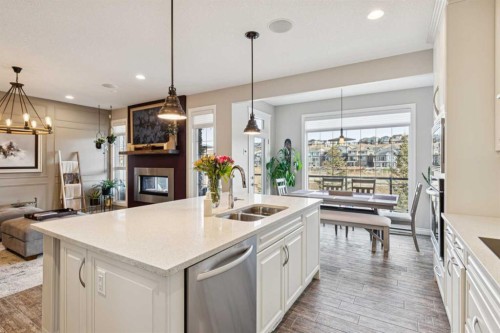 137 Sage Meadows Circle Nw, Calgary, AB - Indoor Photo Showing Kitchen With Double Sink With Upgraded Kitchen