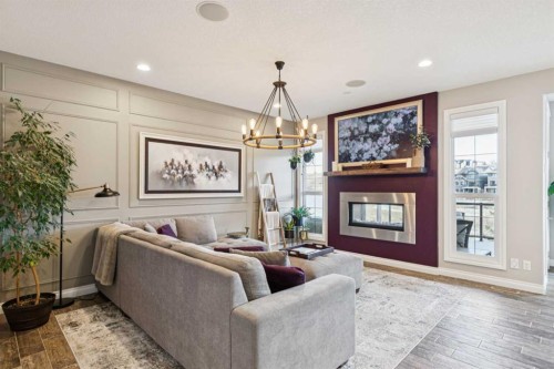137 Sage Meadows Circle Nw, Calgary, AB - Indoor Photo Showing Living Room With Fireplace