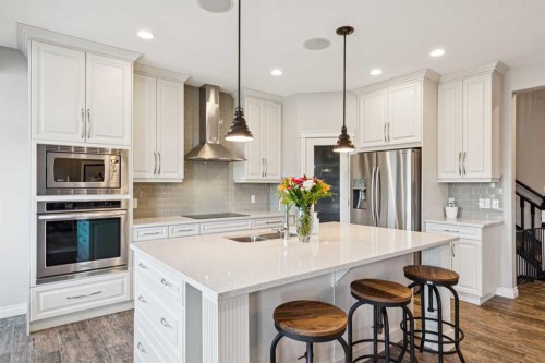 137 Sage Meadows Circle Nw, Calgary, AB - Indoor Photo Showing Kitchen With Double Sink With Upgraded Kitchen
