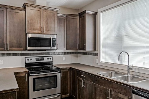108 Redstone View Ne, Calgary, AB - Indoor Photo Showing Kitchen With Stainless Steel Kitchen With Double Sink