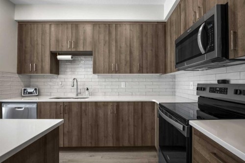 210-660 Shawnee Square Sw, Calgary, AB - Indoor Photo Showing Kitchen With Upgraded Kitchen