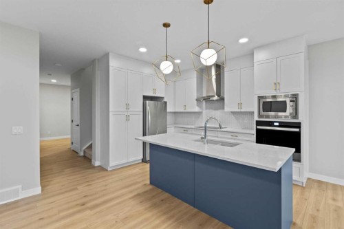 151 Belvedere Crescent Se, Calgary, AB - Indoor Photo Showing Kitchen With Double Sink With Upgraded Kitchen