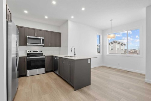 229-65 Belvedere Point Se, Calgary, AB - Indoor Photo Showing Kitchen With Stainless Steel Kitchen With Upgraded Kitchen