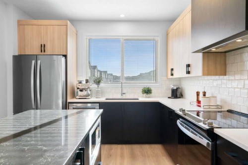 313 Ambleton Drive Nw, Calgary, AB - Indoor Photo Showing Kitchen With Stainless Steel Kitchen With Upgraded Kitchen