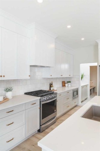 47 Sundown Crescent, Cochrane, AB - Indoor Photo Showing Kitchen With Upgraded Kitchen