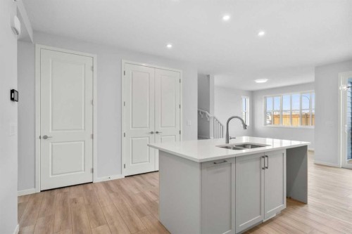 659 Buffaloberry Manor Se, Calgary, AB - Indoor Photo Showing Kitchen With Double Sink