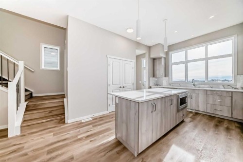 123 Sawgrass Gate Nw, Airdrie, AB - Indoor Photo Showing Kitchen With Upgraded Kitchen