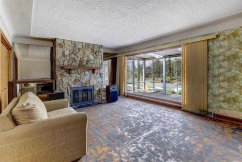 1402 Crescent Road Nw, Calgary, AB - Indoor Photo Showing Living Room With Fireplace