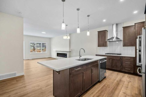 136 Wolf Hollow Manor Se, Calgary, AB - Indoor Photo Showing Kitchen With Double Sink With Upgraded Kitchen