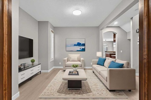 91 Kinlea Link Nw, Calgary, AB - Indoor Photo Showing Living Room
