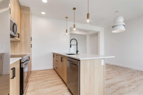 203 Tillotson Drive, Okotoks, AB - Indoor Photo Showing Kitchen With Upgraded Kitchen