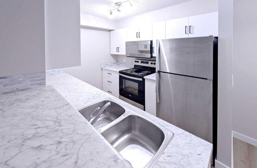 1204-2371 Eversyde Avenue Sw, Calgary, AB - Indoor Photo Showing Kitchen With Double Sink