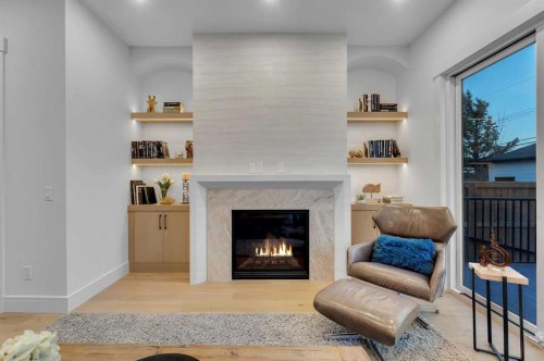 1729 19 Avenue Nw, Calgary, AB - Indoor Photo Showing Living Room With Fireplace