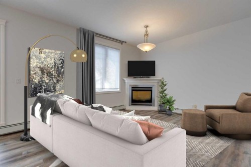 304-1606 4 Street Nw, Calgary, AB - Indoor Photo Showing Living Room With Fireplace