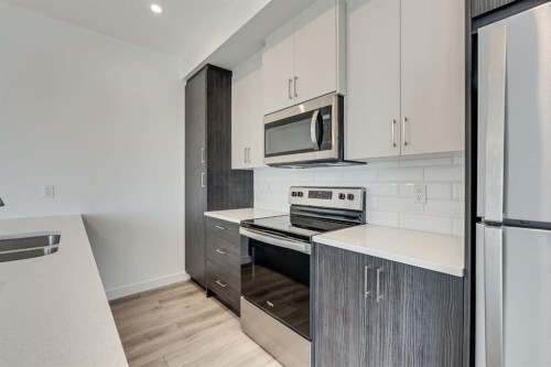 91 Spring Creek Common Sw, Calgary, AB - Indoor Photo Showing Kitchen With Stainless Steel Kitchen With Double Sink
