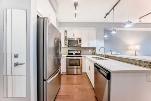 409-25 Auburn Meadows Avenue Se, Calgary, AB - Indoor Photo Showing Kitchen With Double Sink With Upgraded Kitchen