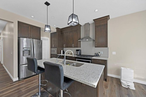 93 Saddlestone Place Ne, Calgary, AB - Indoor Photo Showing Kitchen With Double Sink With Upgraded Kitchen