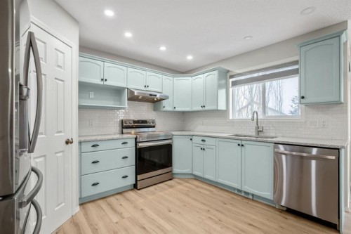 104 Cove Crescent, Chestermere, AB - Indoor Photo Showing Kitchen With Stainless Steel Kitchen With Upgraded Kitchen