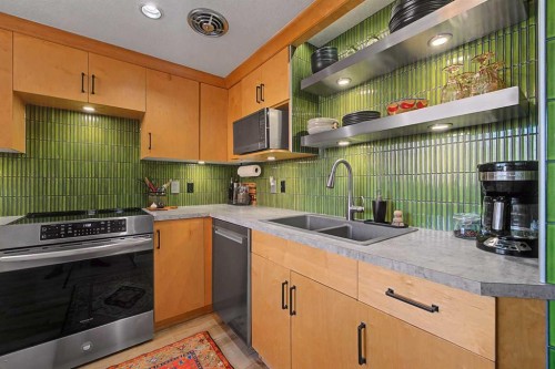 301-1309 14 Avenue Sw, Calgary, AB - Indoor Photo Showing Kitchen With Double Sink