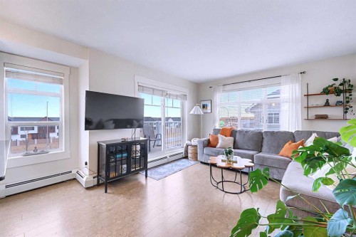 4408-155 Skyview Ranch Way Ne, Calgary, AB - Indoor Photo Showing Living Room