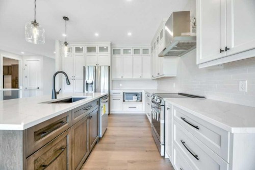 158 Speargrass Crescent, Carseland, AB - Indoor Photo Showing Kitchen With Upgraded Kitchen