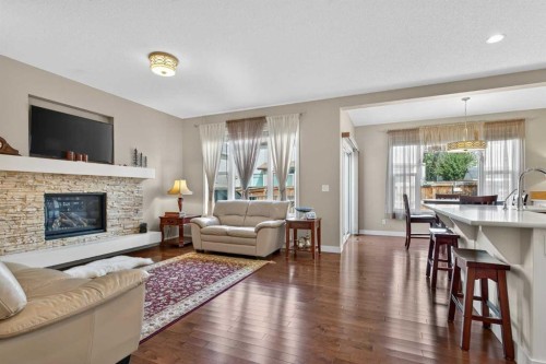 2075 Brightoncrest Common Se, Calgary, AB - Indoor Photo Showing Living Room With Fireplace