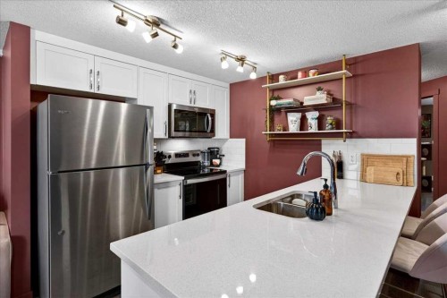 216-474 Seton Circle Se, Calgary, AB - Indoor Photo Showing Kitchen With Upgraded Kitchen