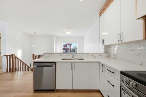 81 Saddlemont Road Ne, Calgary, AB - Indoor Photo Showing Kitchen With Double Sink