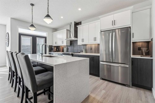 123 Mitchell Way Nw, Calgary, AB - Indoor Photo Showing Kitchen With Stainless Steel Kitchen With Upgraded Kitchen