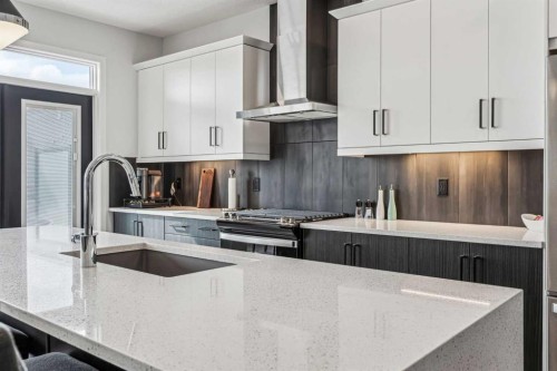 123 Mitchell Way Nw, Calgary, AB - Indoor Photo Showing Kitchen With Stainless Steel Kitchen With Upgraded Kitchen