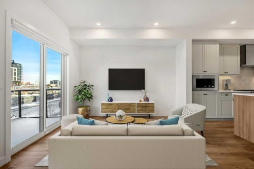 8341 8 Avenue Sw, Calgary, AB - Indoor Photo Showing Living Room