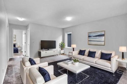 408 Windbury Link Sw, Airdrie, AB - Indoor Photo Showing Living Room
