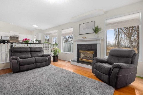 704 Woodside Drive, Airdrie, AB - Indoor Photo Showing Living Room With Fireplace