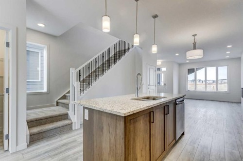 37 Setonvista Gate Se, Calgary, AB - Indoor Photo Showing Kitchen With Double Sink With Upgraded Kitchen