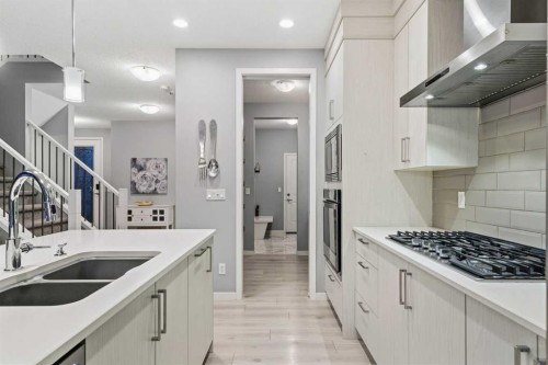 43 Seton Rise Se, Calgary, AB - Indoor Photo Showing Kitchen With Double Sink With Upgraded Kitchen