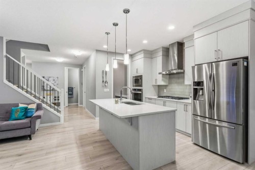 43 Seton Rise Se, Calgary, AB - Indoor Photo Showing Kitchen With Stainless Steel Kitchen With Upgraded Kitchen