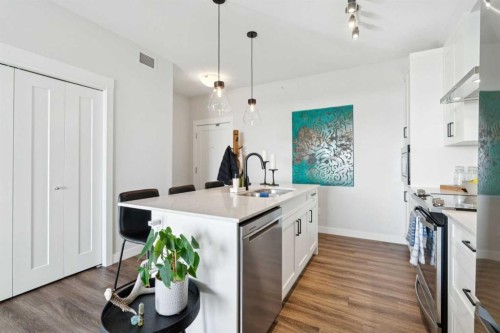 417-400 Auburn Meadows Common Se, Calgary, AB - Indoor Photo Showing Kitchen With Upgraded Kitchen