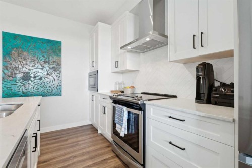 417-400 Auburn Meadows Common Se, Calgary, AB - Indoor Photo Showing Kitchen With Double Sink With Upgraded Kitchen