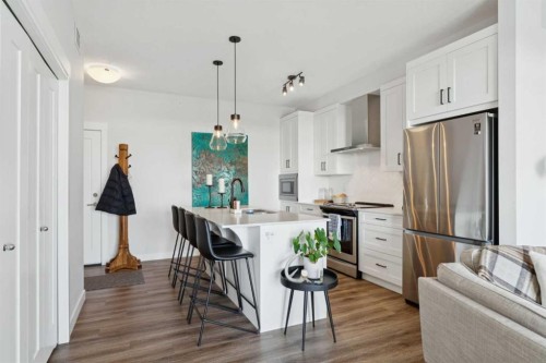 417-400 Auburn Meadows Common Se, Calgary, AB - Indoor Photo Showing Kitchen With Stainless Steel Kitchen With Upgraded Kitchen