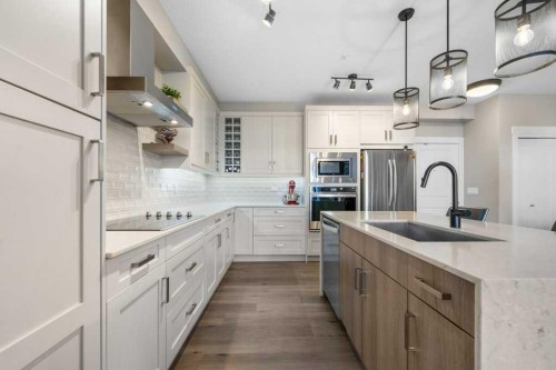 108-100 Auburn Meadows Common Se, Calgary, AB - Indoor Photo Showing Kitchen With Upgraded Kitchen