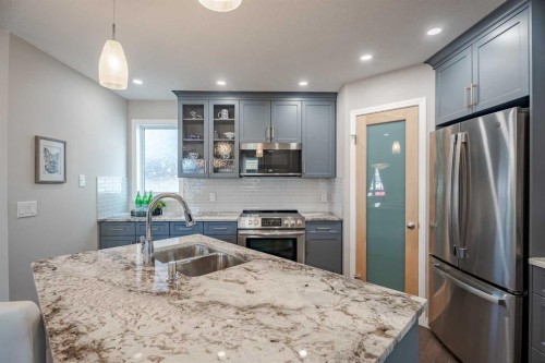 41 Covebrook Close Ne, Calgary, AB - Indoor Photo Showing Kitchen With Stainless Steel Kitchen With Double Sink With Upgraded Kitchen
