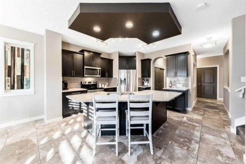 285 Evanspark Gardens Nw, Calgary, AB - Indoor Photo Showing Kitchen With Stainless Steel Kitchen With Upgraded Kitchen