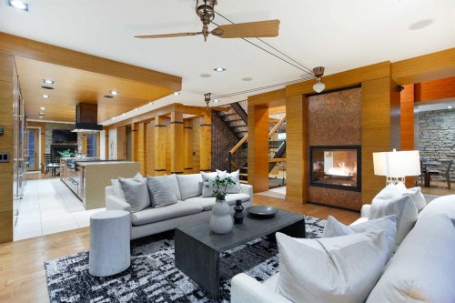 738 Crescent Road Nw, Calgary, AB - Indoor Photo Showing Living Room With Fireplace