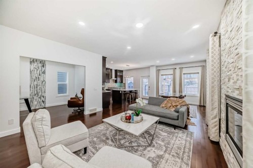 19 Valley Pointe Way Nw, Calgary, AB - Indoor Photo Showing Living Room With Fireplace