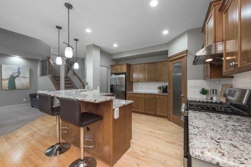 76 Evanspark Circle Nw, Calgary, AB - Indoor Photo Showing Kitchen With Upgraded Kitchen