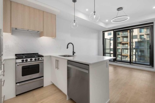 409-8375 Broadcast Avenue, Calgary, AB - Indoor Photo Showing Kitchen With Upgraded Kitchen